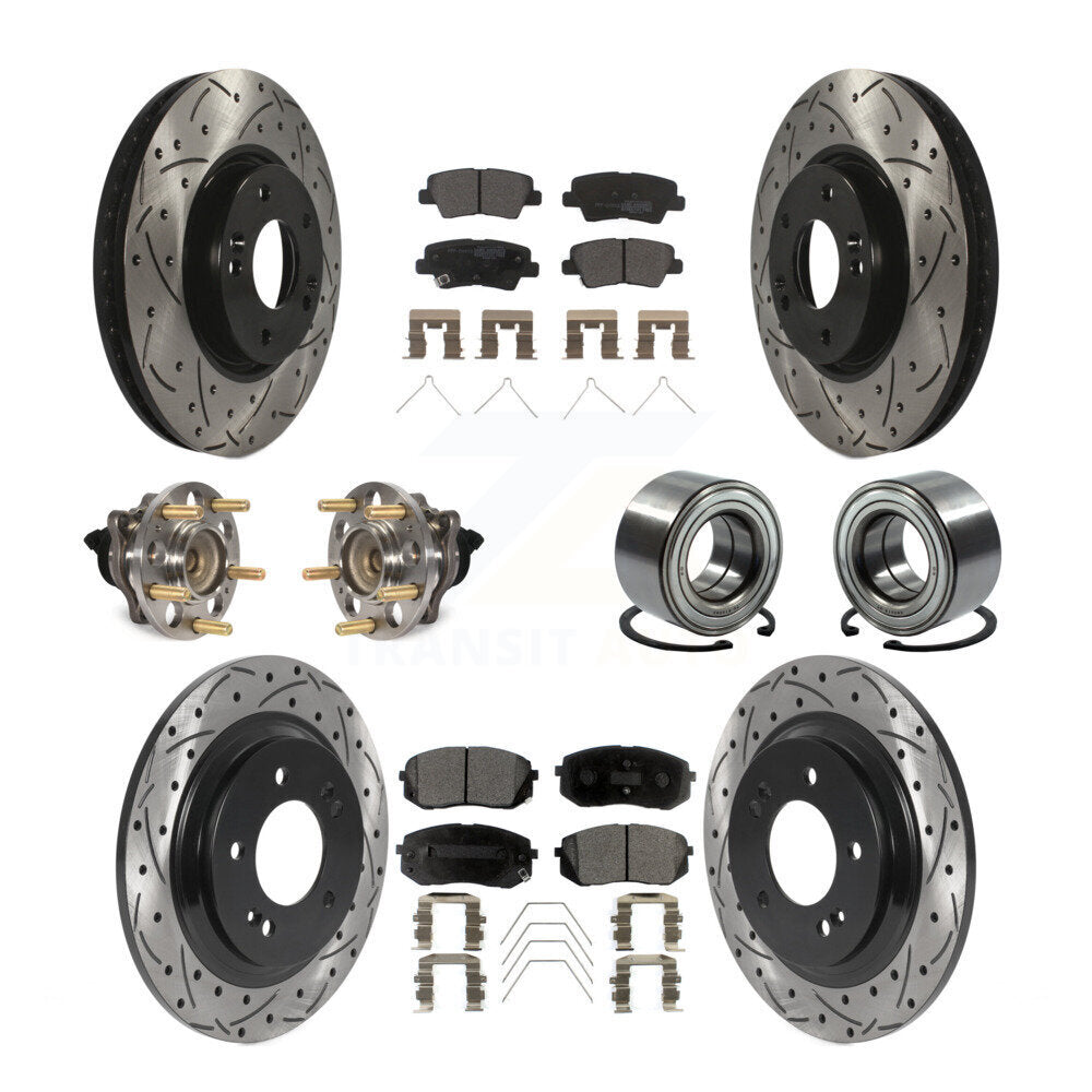Hub Bearing Coat Brake Rotor Pad Front Rear Kit (10Pc) For 2017-2019 Kia Soul EV