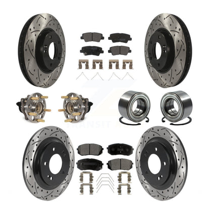Hub Bearing Coat Brake Rotor Pad Front Rear Kit (10Pc) For 2017-2019 Kia Soul EV