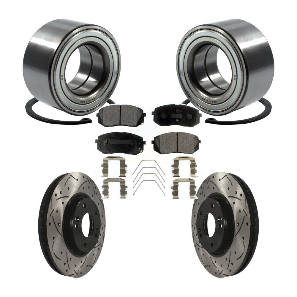 Wheel Bearing Drilled Slot Brake Rotor & Pad Front Kit For 2017-2019 Kia Soul EV