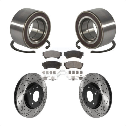 Wheel Bearing Drilled Slot Brake Rotor Pads Front Kit For 2009-2013 Mazda 6 2.5L
