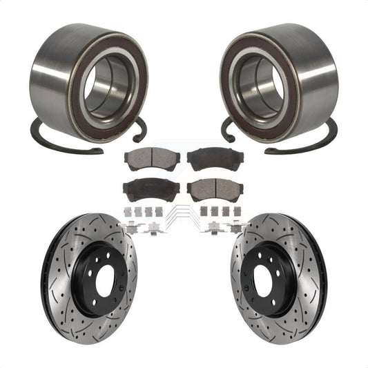 Wheel Bearing Drilled Slot Brake Rotor Pads Front Kit For 2009-2013 Mazda 6 2.5L