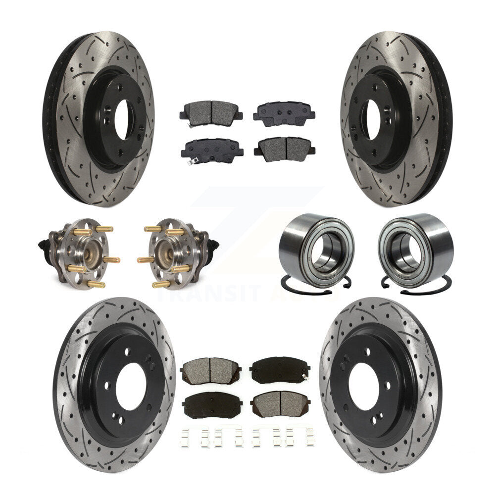 Hub Bearing Coated Disc Brake Rotor & Pads Front Rear Kit (10Pc) For Kia Soul EV