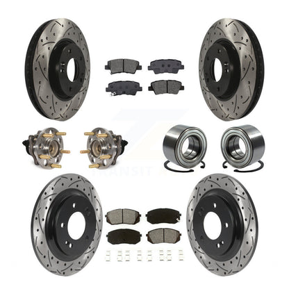 Hub Bearing Coated Disc Brake Rotor & Pads Front Rear Kit (10Pc) For Kia Soul EV