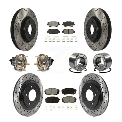 Hub Bearing Coated Disc Brake Rotor & Pads Front Rear Kit (10Pc) For Kia Soul EV