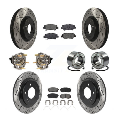 Hub Bearing Coat Brake Rotor Pad Front Rear Kit (10Pc) For 2017-2019 Kia Soul EV