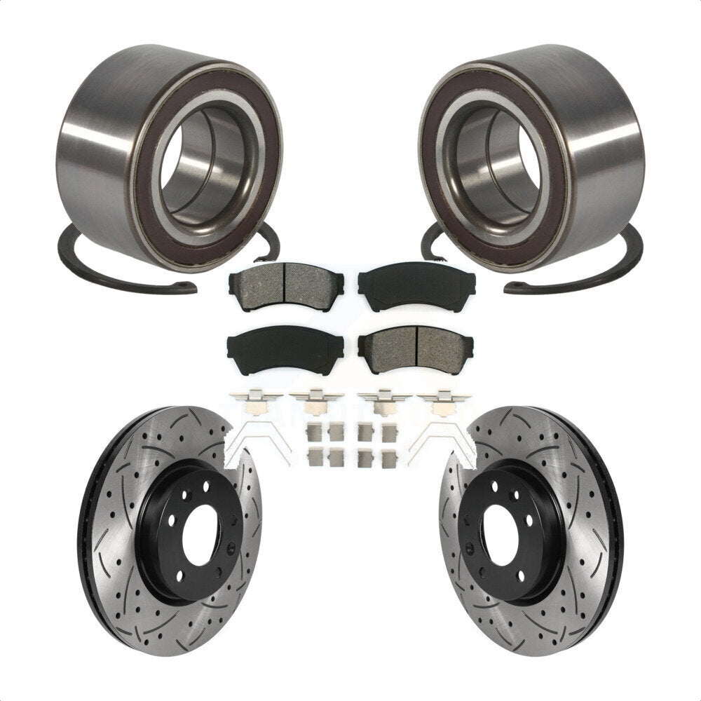 Wheel Bearing Drilled Slot Brake Rotor Pads Front Kit For 2009-2013 Mazda 6 2.5L