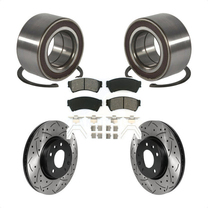 Wheel Bearing Drilled Slot Brake Rotor Pads Front Kit For 2009-2013 Mazda 6 2.5L