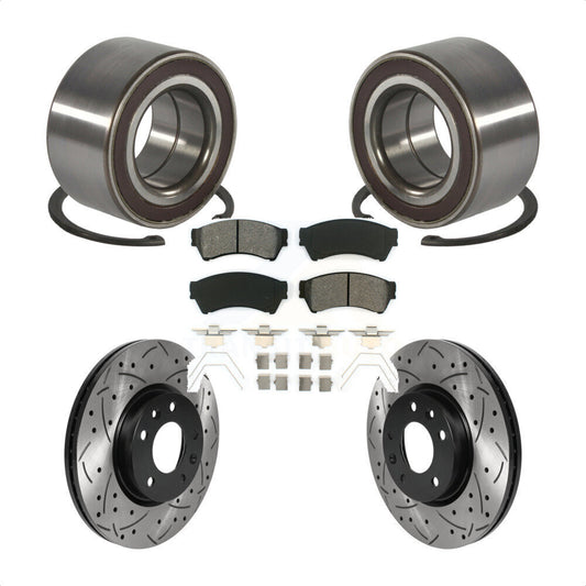 Wheel Bearing Drilled Slot Brake Rotor Pads Front Kit For 2009-2013 Mazda 6 2.5L