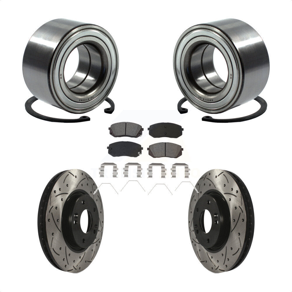 Wheel Bearing Drilled Slot Brake Rotor & Pad Front Kit For 2017-2019 Kia Soul EV