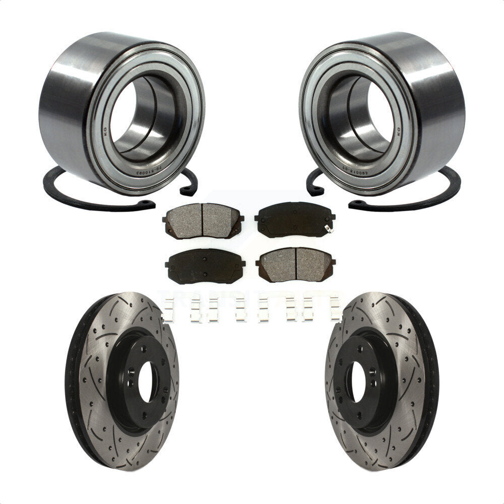 Wheel Bearing Drilled Slot Brake Rotor & Pad Front Kit For 2015-2016 Kia Soul EV