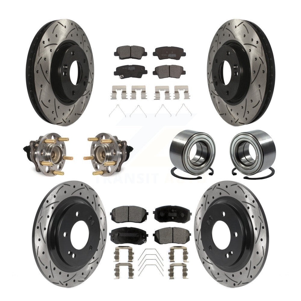 Hub Bearing Coat Brake Rotor Pad Front Rear Kit (10Pc) For 2017-2019 Kia Soul EV