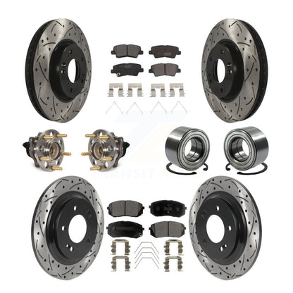 Hub Bearing Coat Brake Rotor Pad Front Rear Kit (10Pc) For 2017-2019 Kia Soul EV