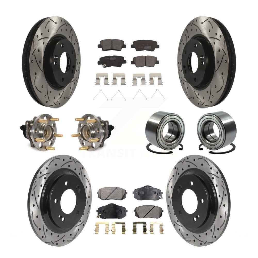 Hub Bearing Coated Disc Brake Rotor & Pads Front Rear Kit (10Pc) For Kia Soul EV