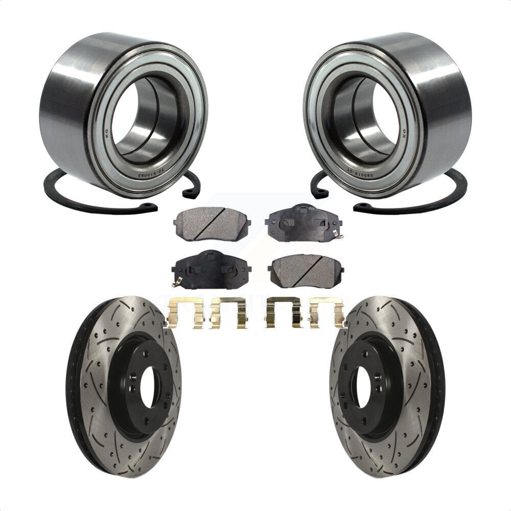 Wheel Bearing Drilled Slot Brake Rotor & Pad Front Kit For 2015-2016 Kia Soul EV