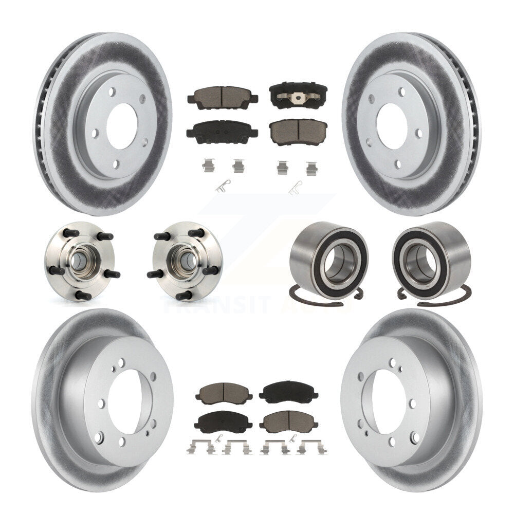 Hub Bearing Coated Brake Rotor & Pad Front Rear Kit (10Pc) For Mitsubishi Lancer
