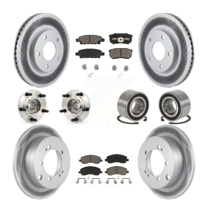 Hub Bearing Coated Brake Rotor & Pad Front Rear Kit (10Pc) For Mitsubishi Lancer