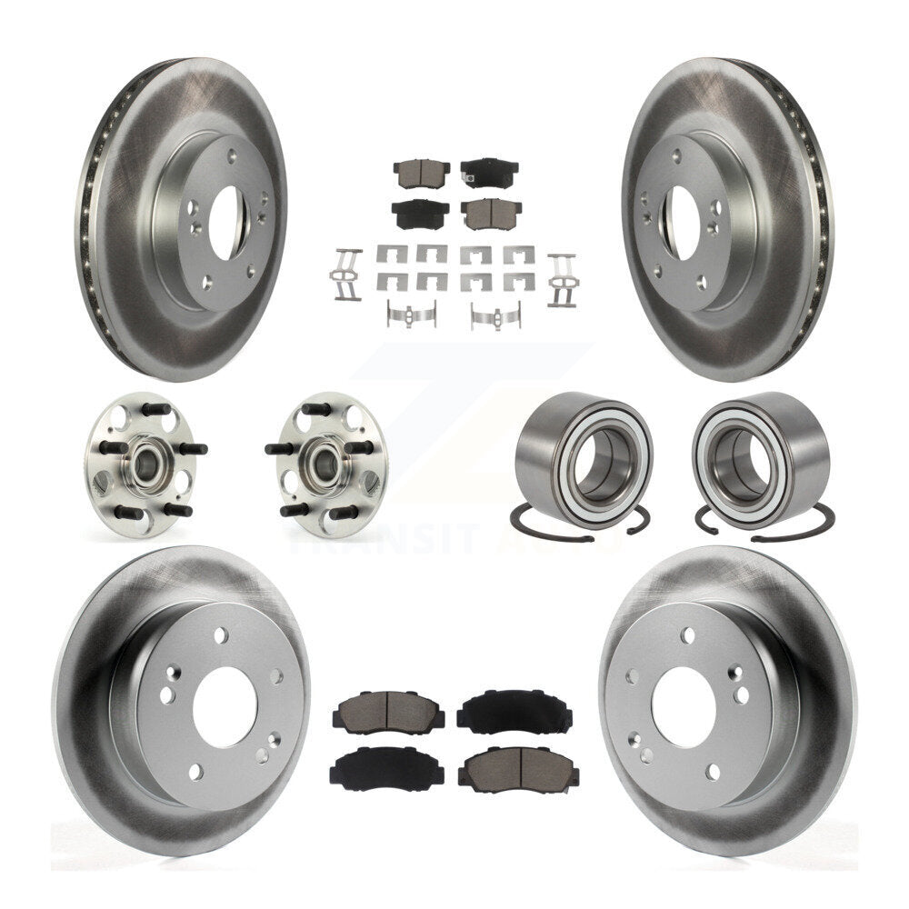 Hub Bearing Coated Disc Brake Rotor & Pad Front Rear Kit (10Pc) For Honda Accord
