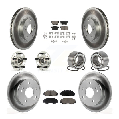 Hub Bearing Coated Disc Brake Rotor & Pad Front Rear Kit (10Pc) For Honda Accord