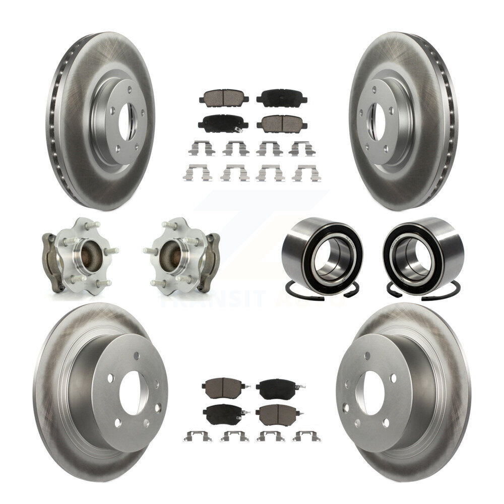 Hub Bearing Coat Brake Rotor Pads Front Rear Kit (10Pc) For Nissan Altima Maxima