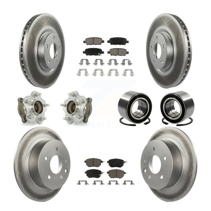 Hub Bearing Coat Brake Rotor Pads Front Rear Kit (10Pc) For Nissan Altima Maxima