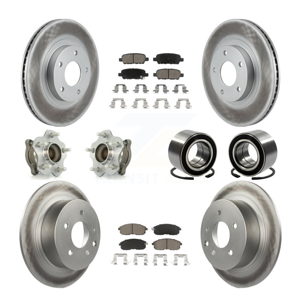 Hub Bearing Coated Disc Brake Rotor Pads Front Rear Kit (10Pc) For Nissan Altima