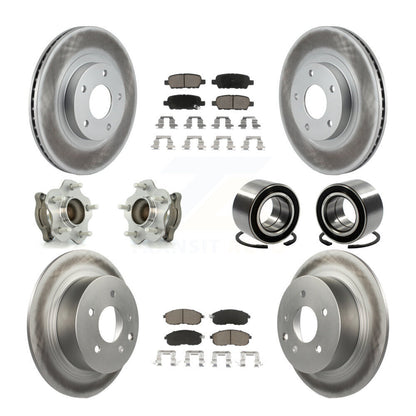 Hub Bearing Coated Disc Brake Rotor Pads Front Rear Kit (10Pc) For Nissan Altima