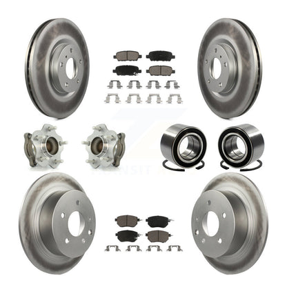 Hub Bearing Coat Brake Rotor Pads Front Rear Kit (10Pc) For Nissan Altima Maxima