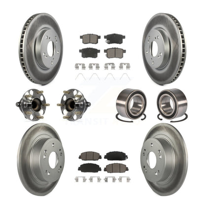 Hub Bearing Coated Disc Brake Rotor & Pad Front Rear Kit (10Pc) For Honda Accord