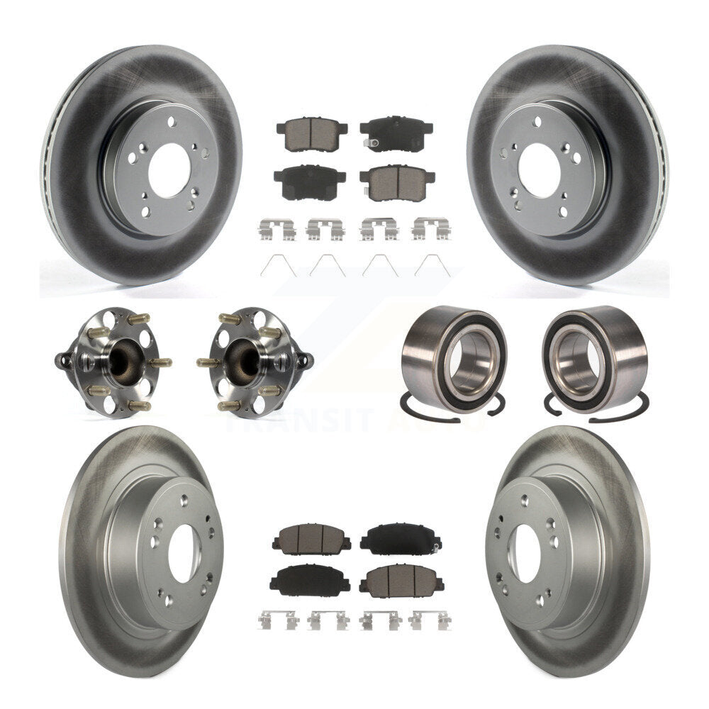 Hub Bearing Coated Disc Brake Rotor & Pad Front Rear Kit (10Pc) For Honda Accord