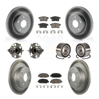 Hub Bearing Coated Disc Brake Rotor & Pad Front Rear Kit (10Pc) For Honda Accord