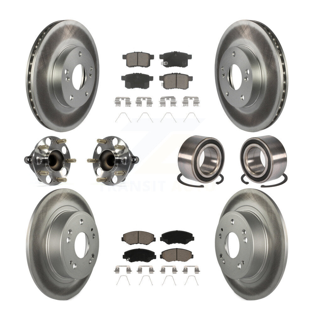 Hub Bearing Coated Disc Brake Rotor & Pad Front Rear Kit (10Pc) For Honda Accord