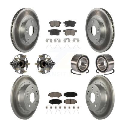 Hub Bearing Coated Disc Brake Rotor & Pad Front Rear Kit (10Pc) For Honda Accord