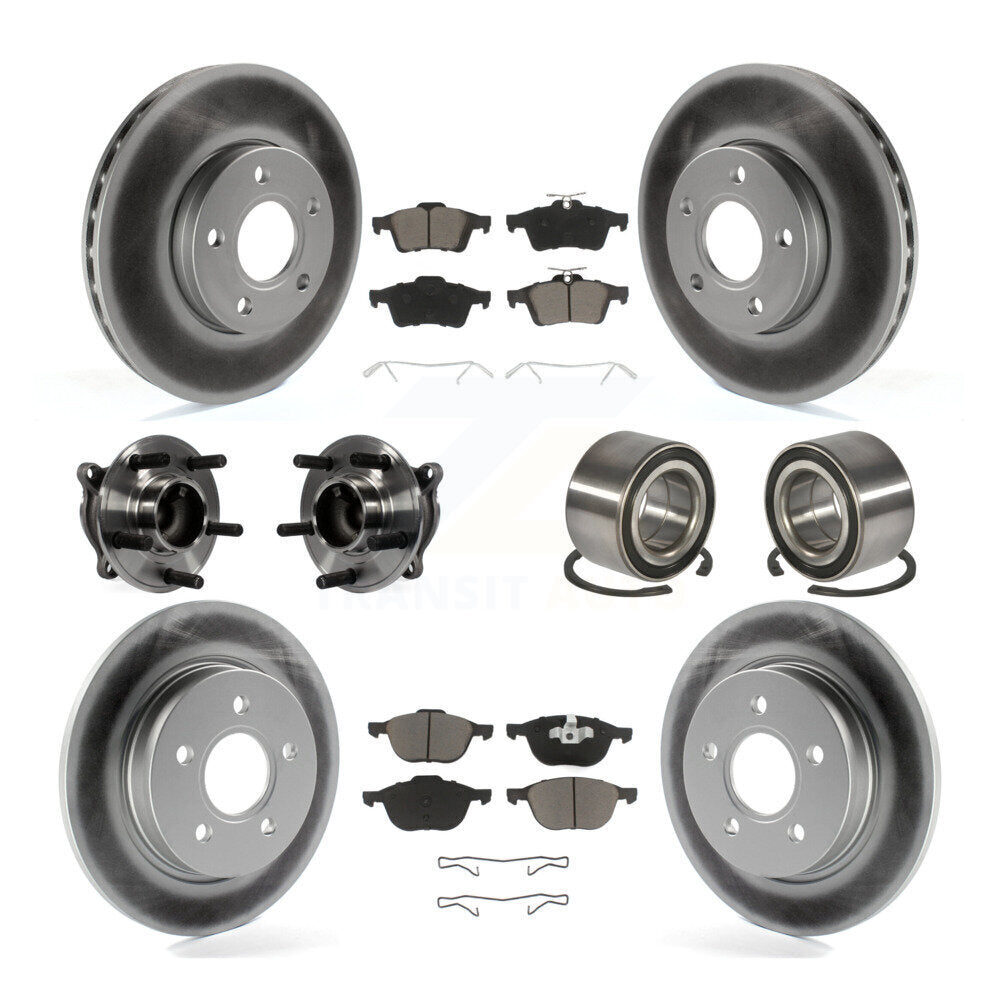 Hub Bearing Coated Disc Brake Rotor And Pad Front Rear Kit (10Pc) For Ford Focus