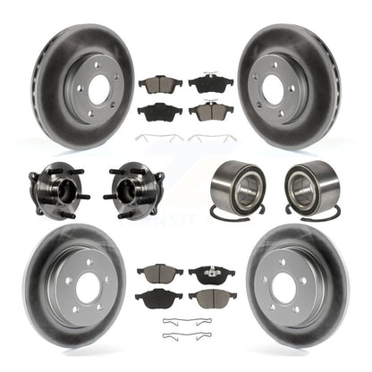 Hub Bearing Coated Disc Brake Rotor And Pad Front Rear Kit (10Pc) For Ford Focus