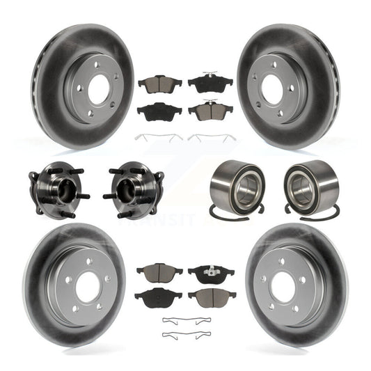 Hub Bearing Coated Disc Brake Rotor And Pad Front Rear Kit (10Pc) For Ford Focus