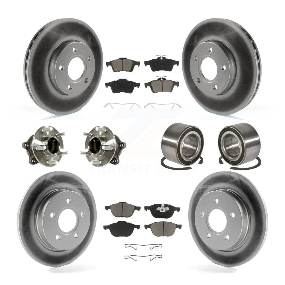 Hub Bearing Coated Disc Brake Rotor And Pad Front Rear Kit (10Pc) For Ford Focus