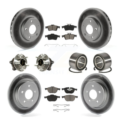 Hub Bearing Coated Disc Brake Rotor And Pad Front Rear Kit (10Pc) For Ford Focus