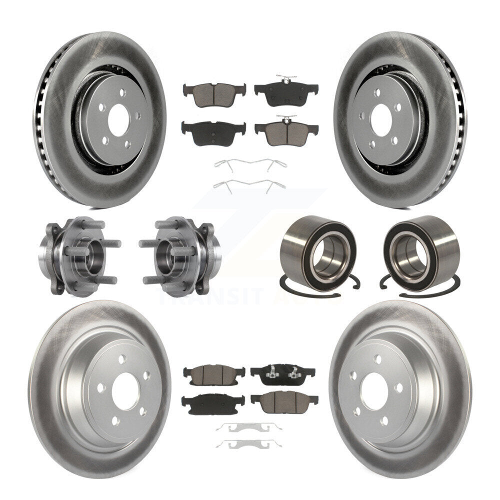 Hub Bearing Coated Brake Rotor Pads Front Rear Kit (10Pc) For 2015 Ford Edge AWD