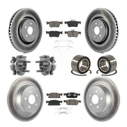 Hub Bearing Coated Brake Rotor Pads Front Rear Kit (10Pc) For 2015 Ford Edge AWD