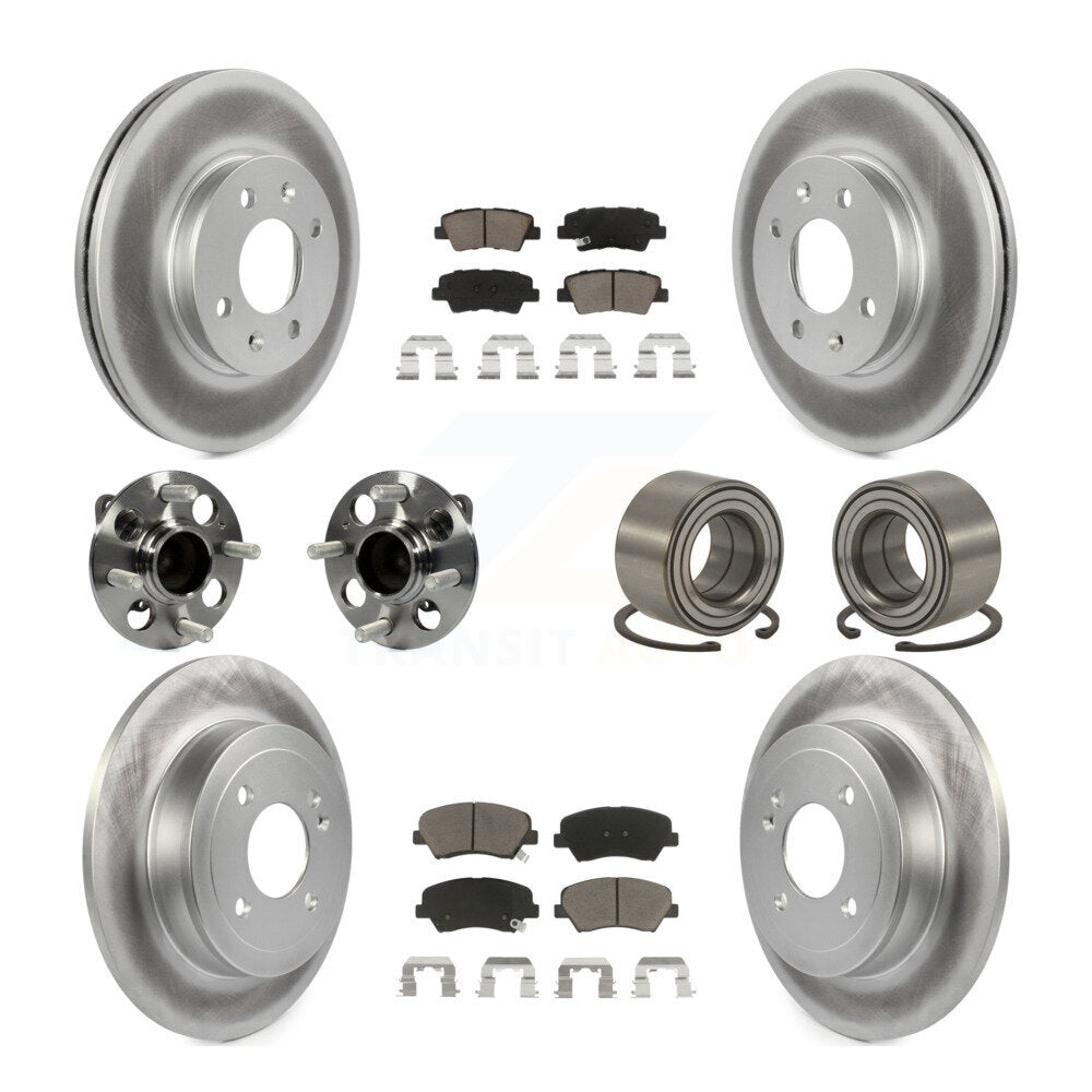 Hub Bearing Coat Brake Rotor Pads Front Rear Kit (10Pc) For 12-17 Hyundai Accent