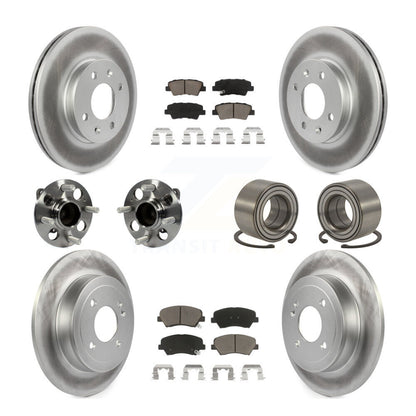 Hub Bearing Coat Brake Rotor Pads Front Rear Kit (10Pc) For 12-17 Hyundai Accent