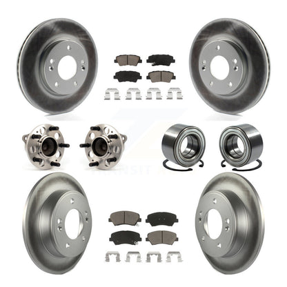 Hub Bearing Coated Brake Rotor Pads Front Rear Kit (10Pc) For Hyundai Elantra GT