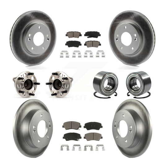 Hub Bearing Coated Brake Rotor Pads Front Rear Kit (10Pc) For Hyundai Elantra GT