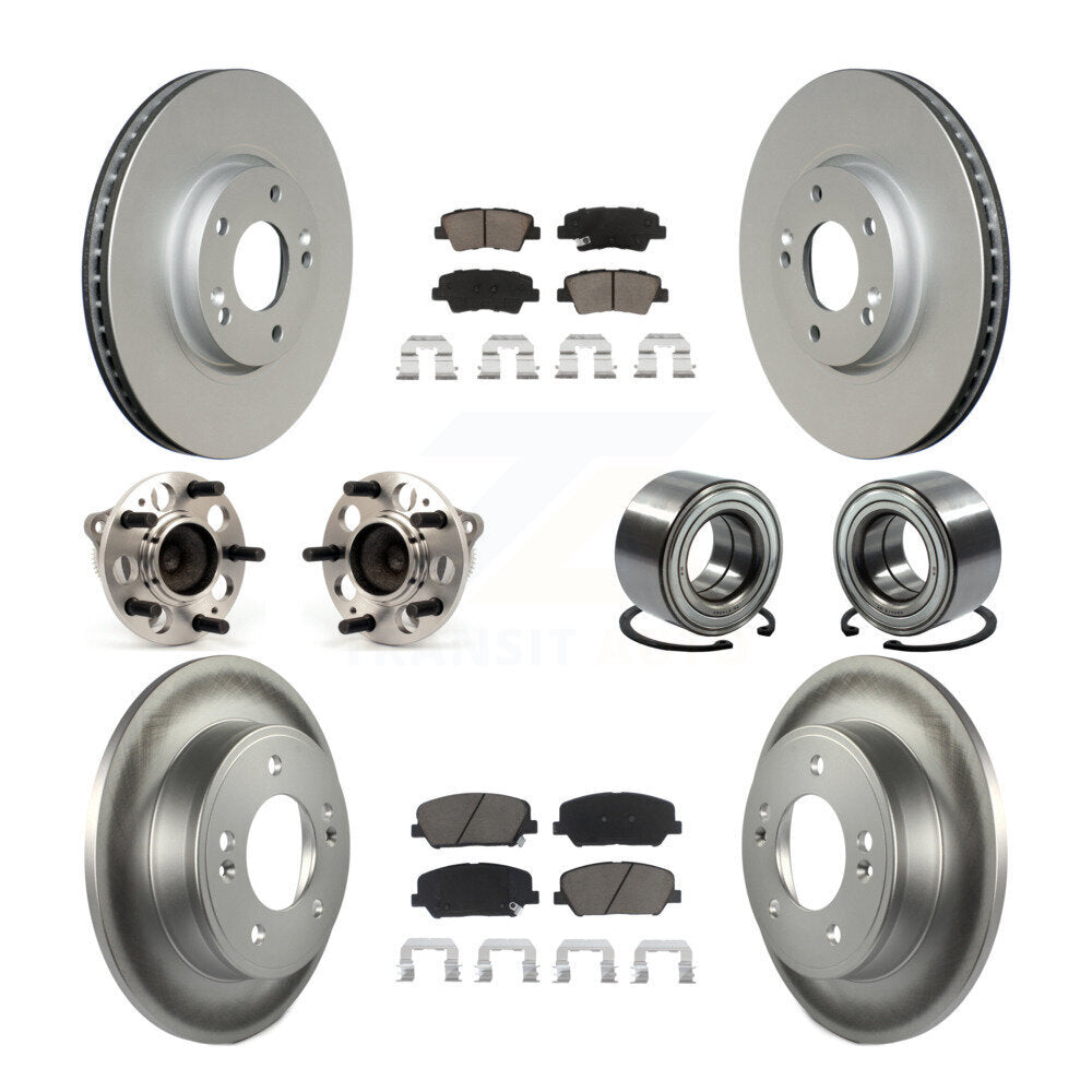 Hub Bearing Coated Brake Rotor & Pads Front Rear Kit (10Pc) For Hyundai Veloster
