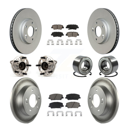 Hub Bearing Coated Brake Rotor & Pads Front Rear Kit (10Pc) For Hyundai Veloster