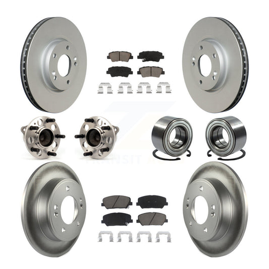 Hub Bearing Coated Brake Rotor & Pads Front Rear Kit (10Pc) For Hyundai Veloster
