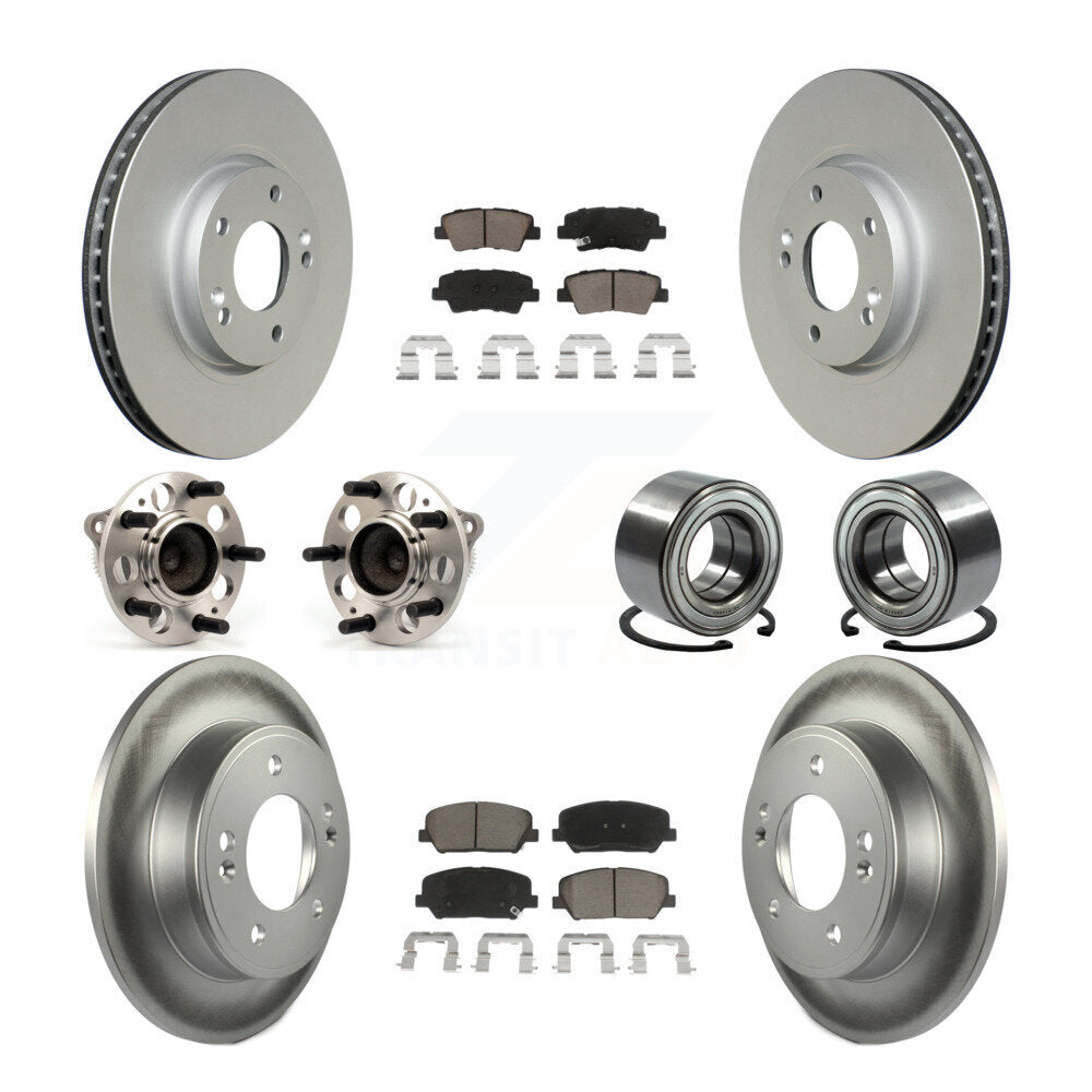 Hub Bearing Coat Brake Rotor Pad Front Rear Kit (10Pc) For Kia Forte Forte5 Koup