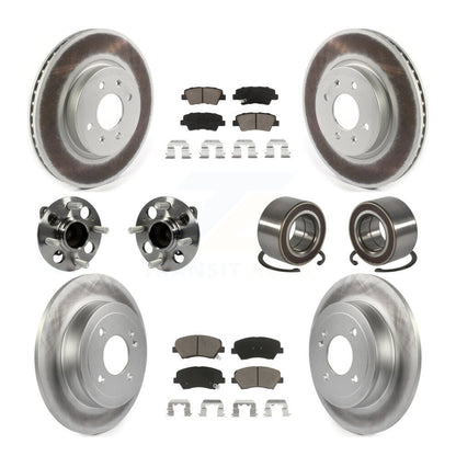 Hub Bearings Coated Disc Brake Rotors And Pads Front Rear Kit (10Pc) For Kia Rio