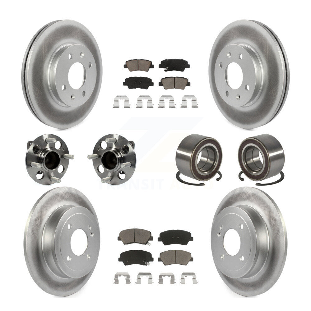 Hub Bearings Coated Disc Brake Rotors And Pads Front Rear Kit (10Pc) For Kia Rio