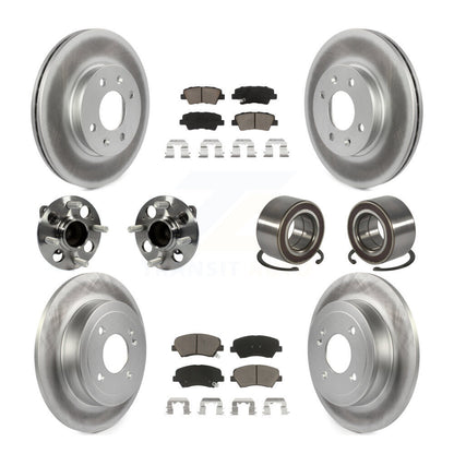 Hub Bearings Coated Disc Brake Rotors And Pads Front Rear Kit (10Pc) For Kia Rio